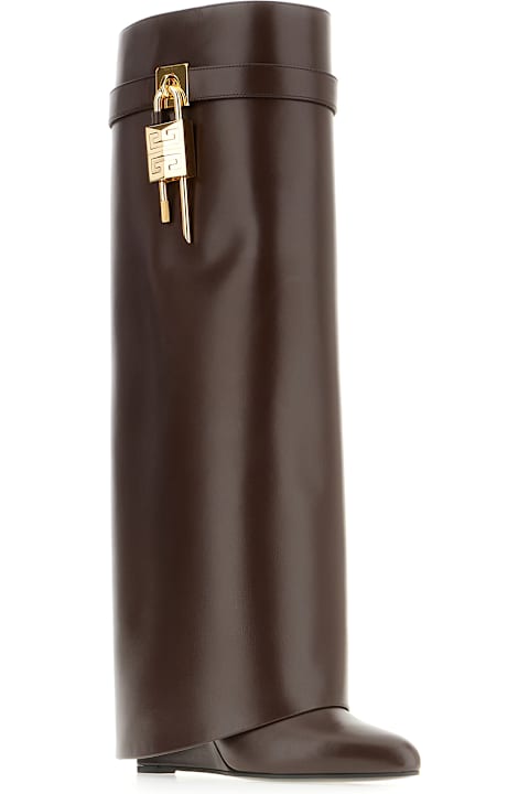 Givenchy Boots for Women Givenchy Chocolate Leather Shark Lock Boots