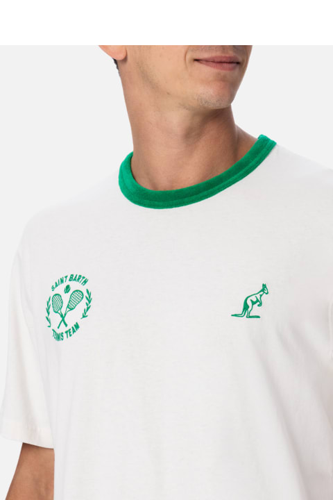 Homeware MC2 Saint Barth Man White Cotton T-shirt Dover With Australian Embroidery | Australian Brand Special Edition