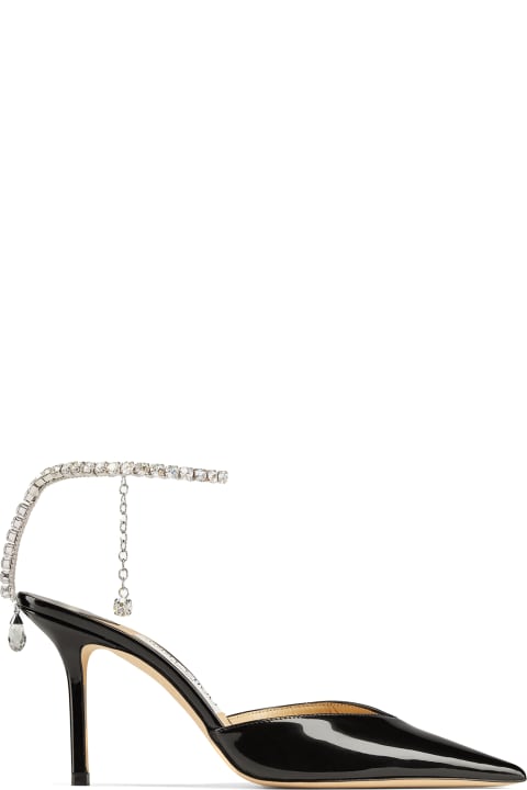 Jimmy Choo High-Heeled Shoes for Women Jimmy Choo Black Patent Leather Pumps With Crystals