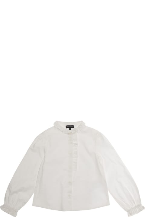 Emporio Armani ملابس علوية لـ بنات Emporio Armani White Crewneck Shirt In Cotton Girl