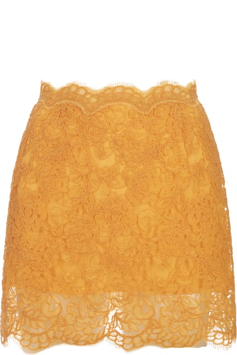 Fashion for Women Ermanno Scervino Yellow-orange Floral Lace Mini Skirt