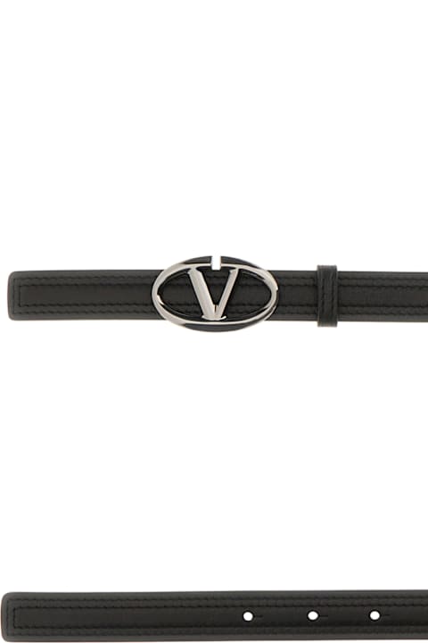 أحزمة لـ القسم الرجالي Valentino Garavani Black Leather Belt