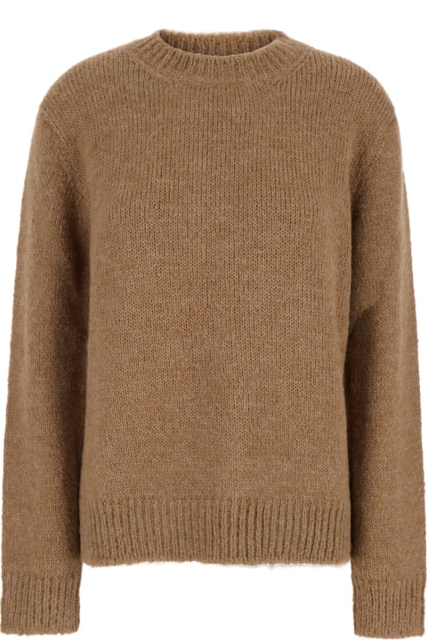 Homeware Jil Sander Oversized Beige Sweater With Ribbed Trim In Wool Woman