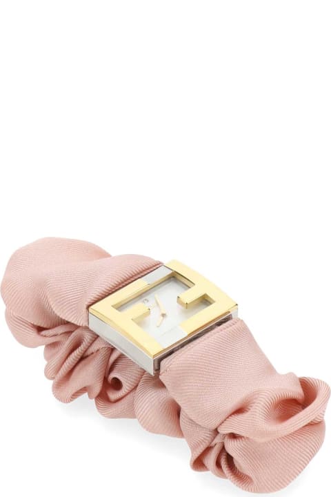 ウィメンズのセール Fendi Stainless Steel And Pink Nylon Fendimania Baguette Watch