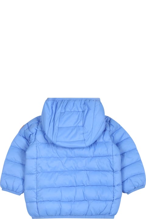 Topwear for Baby Boys Save the Duck Light Blue Jacket For Baby Boy With Logo