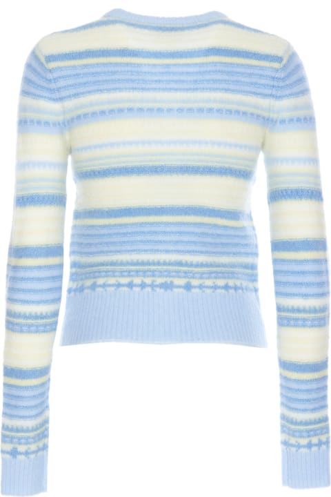 Ganni Sweaters for Women Ganni Blue Striped Soft Wool Cardigan