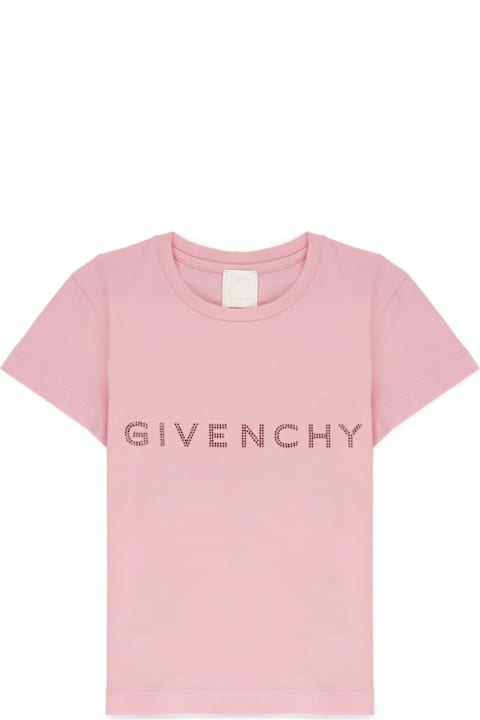 Givenchy لـ بنات Givenchy Logo Embellished Crewneck T-shirt