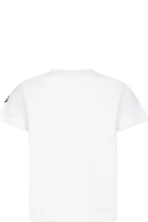 Moncler Clothing for Boys Moncler White T-shirt For Kids With Logo