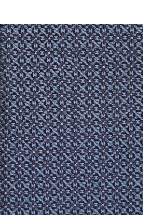 Canali لـ Men Canali Patterned Blue Silk Tie