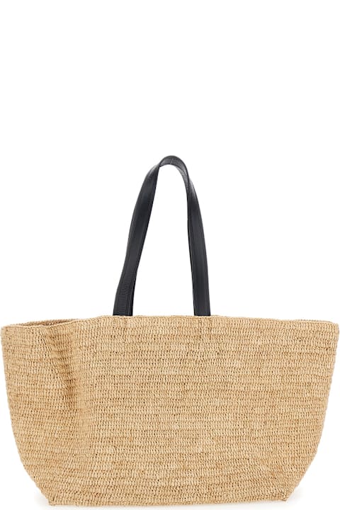 Ami Alexandre Mattiussi Bags for Men Ami Alexandre Mattiussi Beige Handbag With Two Top Handles And Logo Lettering On The Front In Raffia Woman