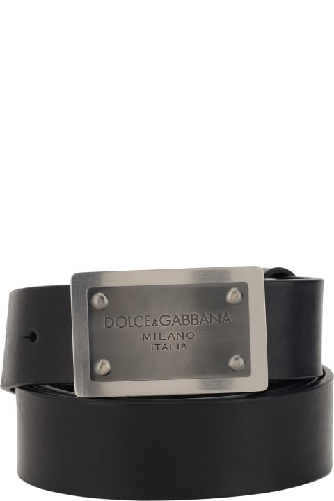 Belts for Men Dolce & Gabbana Classic Square Metal Buckled Belt