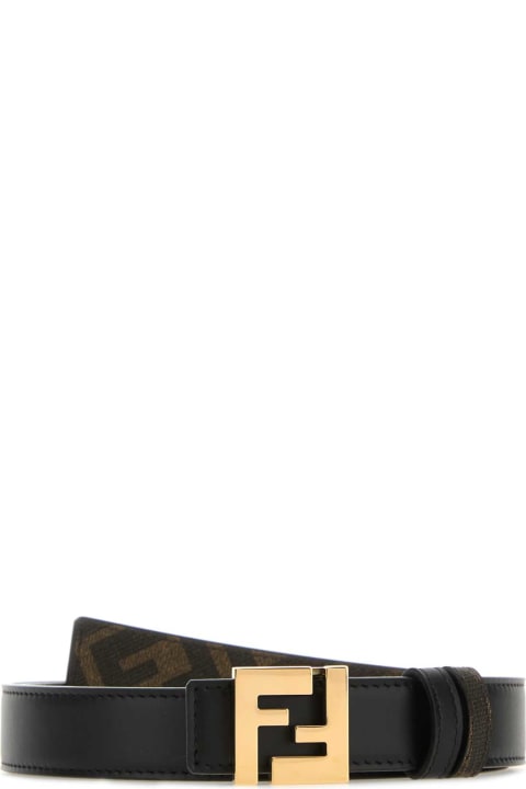 Fendi Accessories for Men Fendi Black Leather Ff Squared Reversible Belt