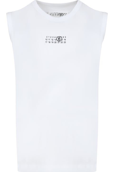 MM6 Maison Margiela T-Shirts & Polo Shirts for Boys MM6 Maison Margiela White Tank Top For Girl With Logo