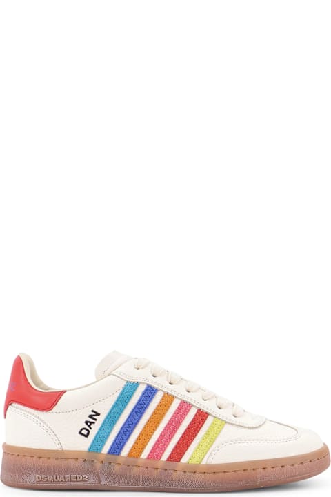 Dsquared2 Shoes for Women Dsquared2 Boxer Dsquared2 Summer Lovers Leather Sneakers With Multicolor Stripes