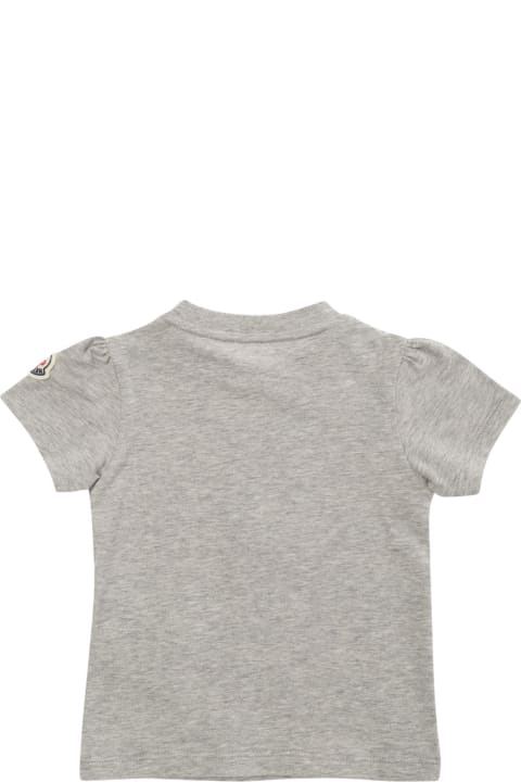 キッズのセール Moncler Grey Front Print Crew Neck T-shirt In Cotton Baby