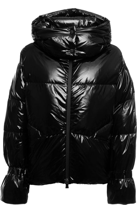 Black Laminar Down Jacket In Padded And Quilted Laqué Nylon Herno Woman