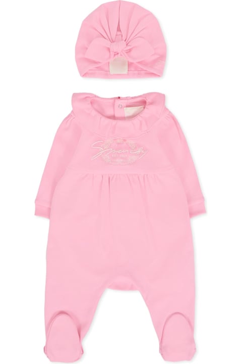 Homeware Givenchy Pink Babygrow Set For Baby Girl With Logo