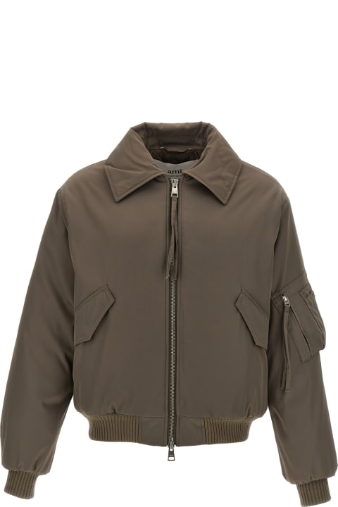 Ami Alexandre Mattiussi Coats & Jackets for Women Ami Alexandre Mattiussi Sheepskin Collar Bomber Jacket