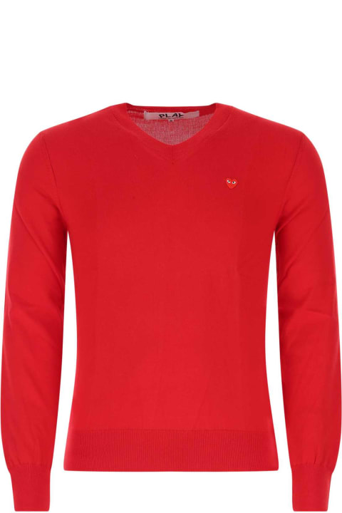 Comme des Garçons Play Sweaters for Men Comme des Garçons Play Red Cotton Sweater