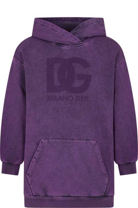 Dolce & Gabbana for Girls Dolce & Gabbana Purple Casual Dress With Logo