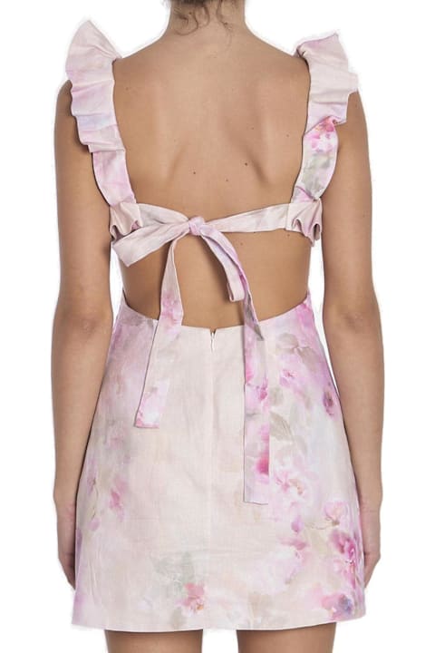 Homeware Zimmermann Crush Frill Floral Printed Mini Dress