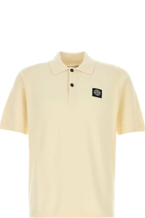 Stone Island Sweaters for Men Stone Island Cream Cotton Polo Shirt