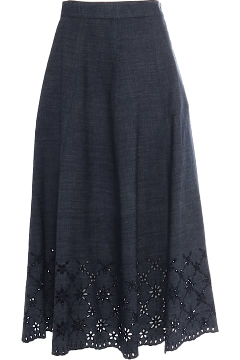 Homeware Lorena Antoniazzi Denim Skirt With Embroidery