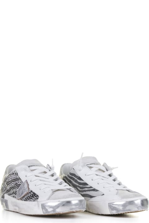 Philippe Model for Kids Philippe Model Prsx Animalier Women's Sneakers With Diamonds