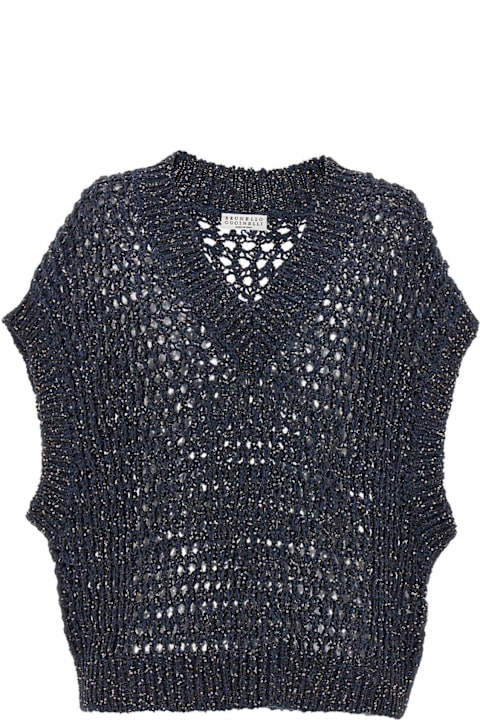 Coats & Jackets for Women Brunello Cucinelli V-neck Net Knitted Vest