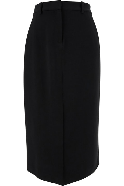 Theory Skirts for Women Theory Midi Black Straight Skirt With Front Split In Triacetate Blend Woman
