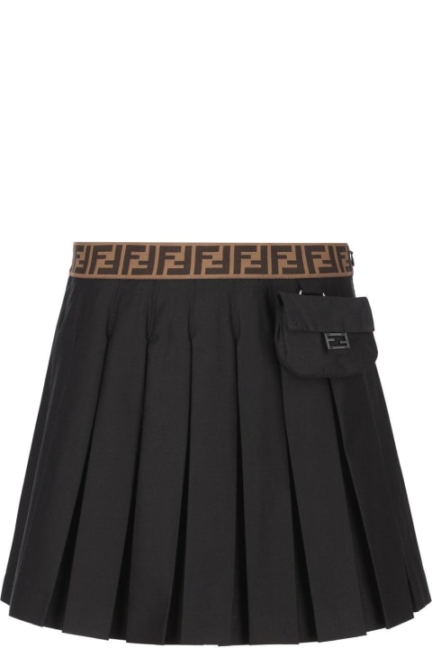 Bottoms for Girls Fendi Logo Waistband Pleated Skirt