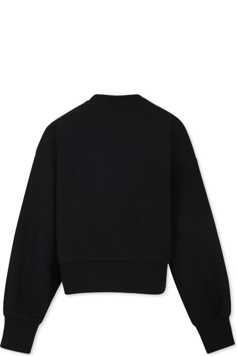 Pinko سترات وبلوزات ثقيلة لـ بنات Pinko Black Sweatshirt For Girl With Logo