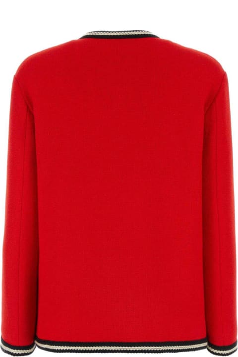 ウィメンズ コート＆ジャケット Gucci Logo Embroidered Tweed Button-up Jacket