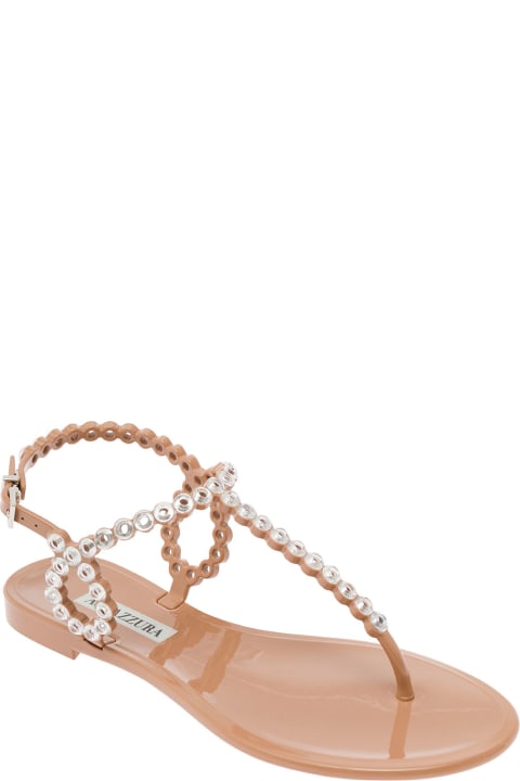 Fashion for Women Aquazzura Almost Bare Crystal Jelly Sandal Flat