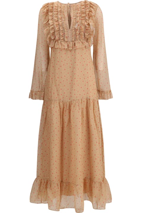 Homeware Kristina Ti Silk Long Dress With Rouches