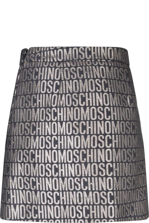 ウィメンズ Moschinoのスカート Moschino Black And Gold Logo Mini Skirt