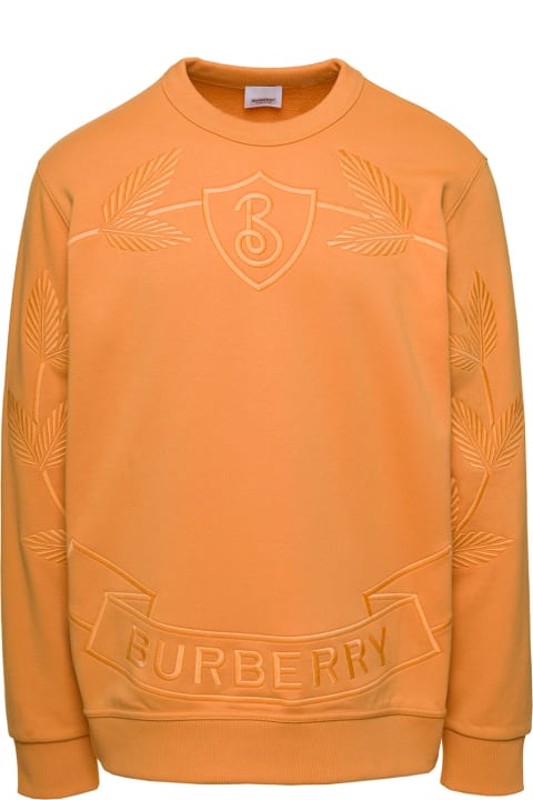 'banstead Crest' Orange Crewneck Sweatshirt Man Burberry