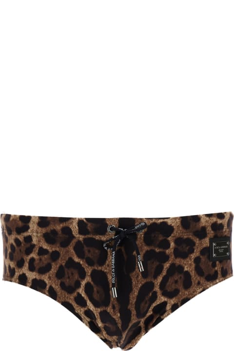 Dolce & Gabbana Clothing for Men Dolce & Gabbana Brown All-over Leopard Print Swimsuit Briefs In Technical Fabric Man