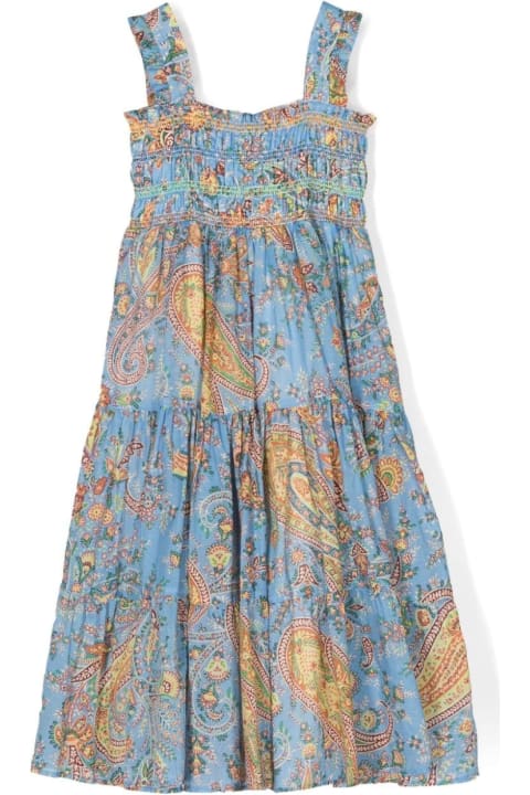 Fashion for Kids Etro Light Blue Sleeveless Dress With Paisley Motif