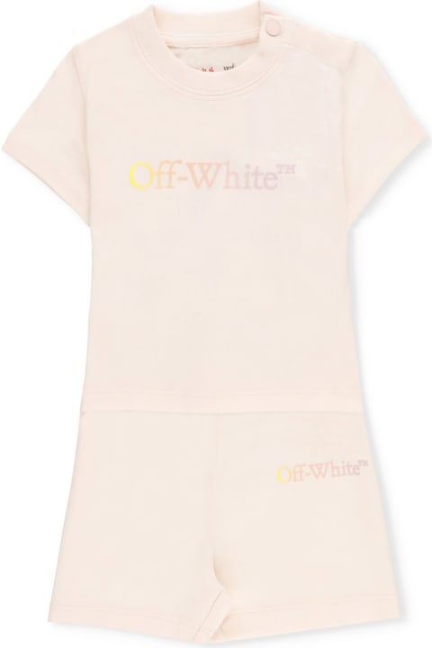 Bodysuits & Sets for Baby Girls Off-White Cotton Two Pieces Jumpsuit