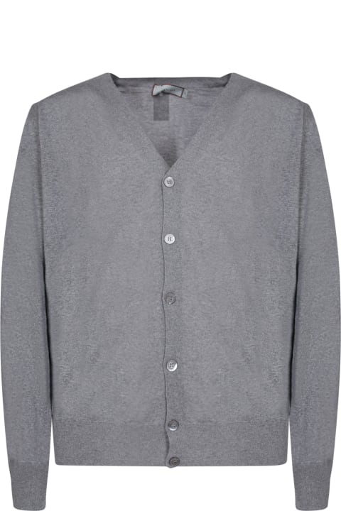 Canali for Men Canali Melange Grey Wool Cardigan