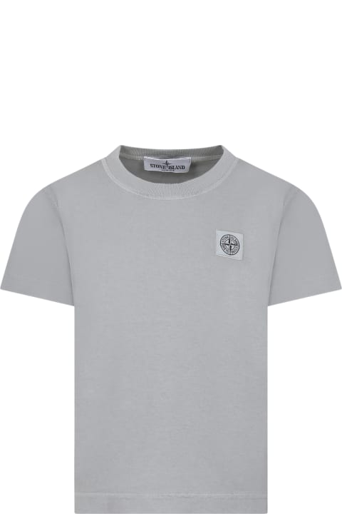 ボーイズ Stone Island JuniorのTシャツ＆ポロシャツ Stone Island Junior Grey T-shirt For Boy With Logo