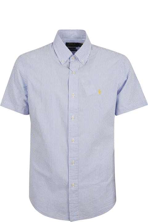 Ralph Lauren Shirts for Men Ralph Lauren Short-sleeved Logo Embroidered Stripe Shirt