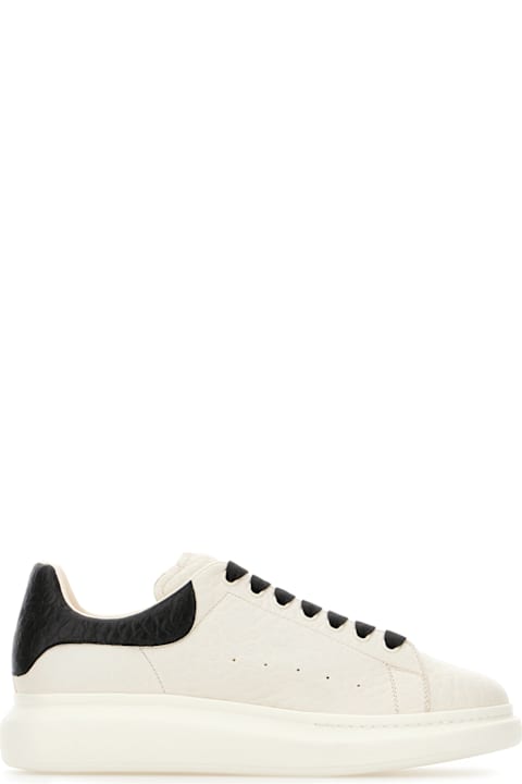 Alexander McQueen for Men Alexander McQueen Ivory Leather Sneakers With Black Leather Heel