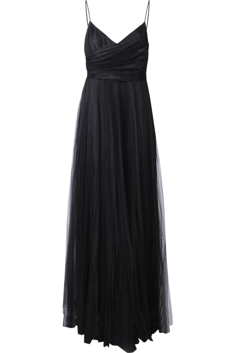 Fashion for Women Fabiana Filippi Pleated Tulle Long Black Dress By Fabiana Filippi