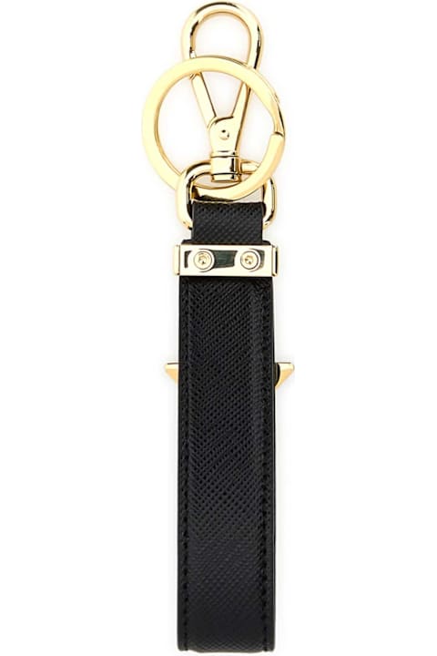 Keyrings for Women Prada Black Leather Key Ring