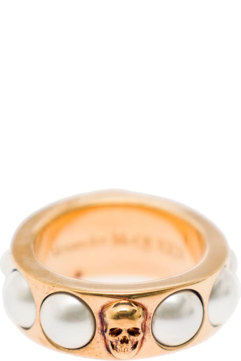 Pearl N Skull Ring
Antique Gold - Pearl