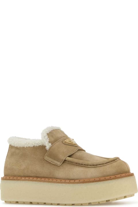 Wedges for Women Prada Sand Suede Loafers