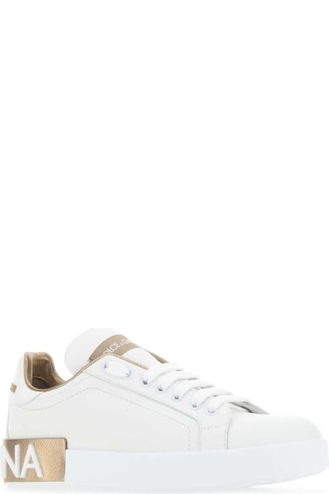 Homeware Dolce 
Gabbana White Nappa Leather Portofino Sneakers