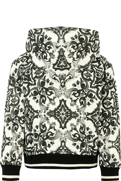 Homeware Dolce & Gabbana White Sweatshirt For Boy With Majolica Print